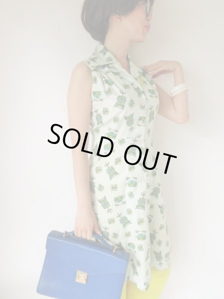 画像2: デットストック*電話柄がチャーミングなワンピース (2)