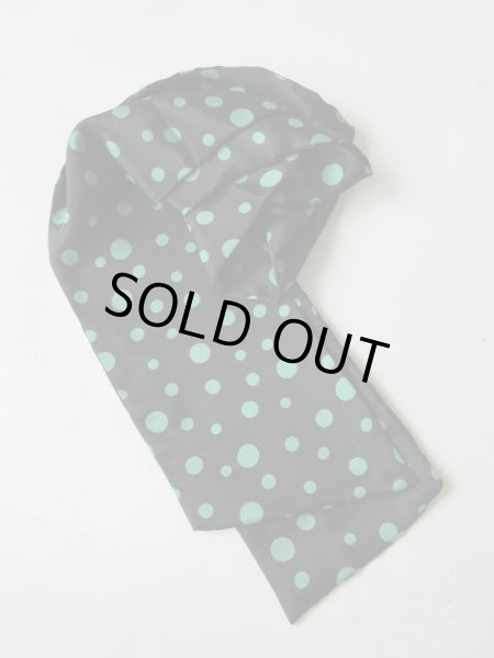 画像2: 【未使用】グリーン水玉スカーフ (2)