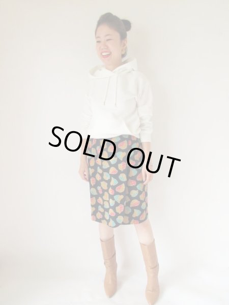 画像2: リーフ柄のラップ風デザインスカート (2)