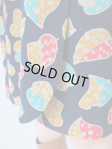 画像6: リーフ柄のラップ風デザインスカート (6)