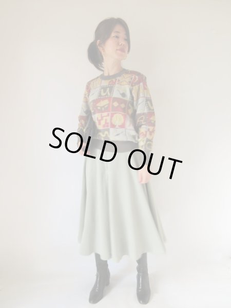 画像2: 大人のペールグリーンキュロットスカート (2)