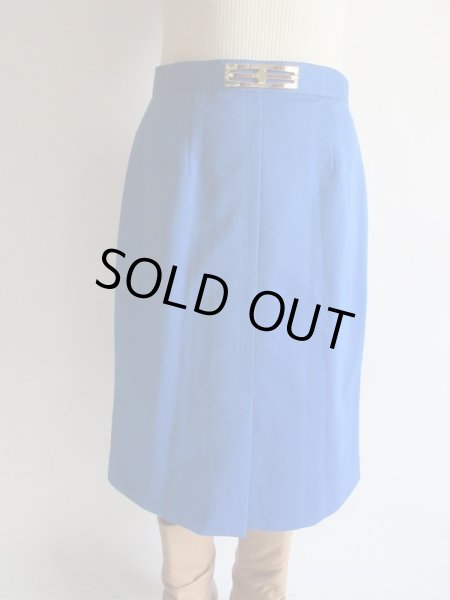 画像4: Dead stock*ロイヤルブルーのワンカラースカートｗ75 (4)