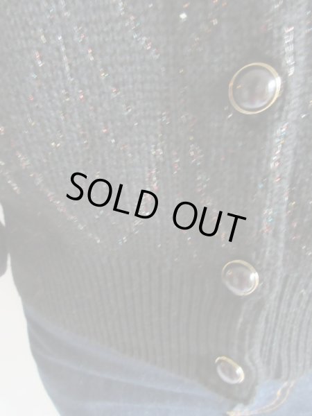 画像7: 煌めきラメ糸の黒カーディガン (7)