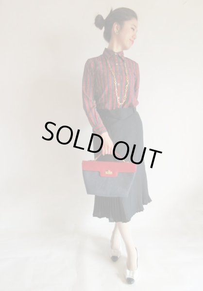 画像2: 海外ヴィンテージ*裾プリーツの美シルエットスカート（ベルト付き） (2)