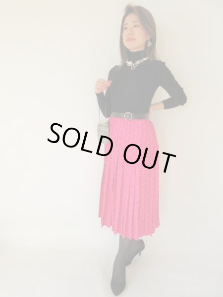 画像2: ヴィヴィッドピンクの水玉スカート (2)
