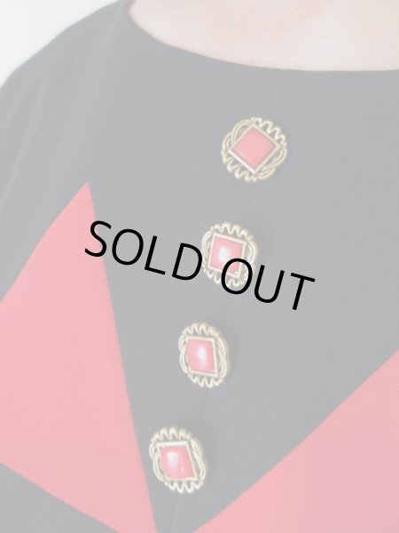 画像8: 未使用*黒色三角柄の赤色ふんわりワンピース (8)