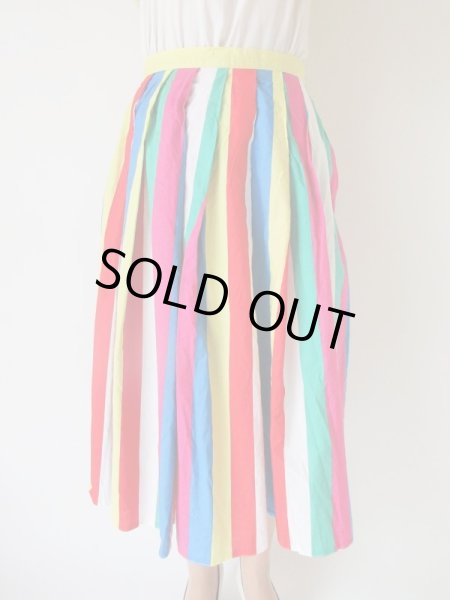 画像3: カラフルストライプの海外vintageスカート (3)