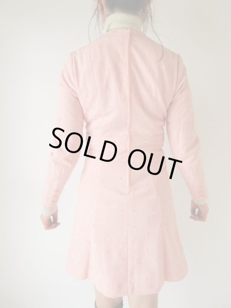 画像5: Dead stock*刺繍生地の桜色ワンピース (5)