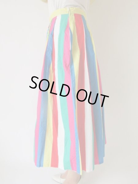 画像4: カラフルストライプの海外vintageスカート (4)