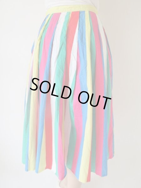 画像5: カラフルストライプの海外vintageスカート (5)