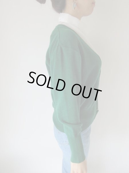 画像4: グリーンのワンカラーカーディガン (4)