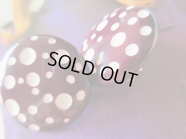 画像2: Dead stock*紫白水玉イヤリング (2)