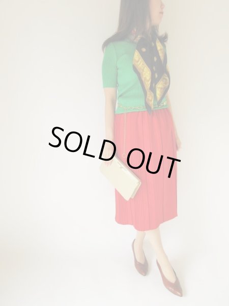 画像2: トマトレッドのプリーツスカート（ウエストゴム） (2)