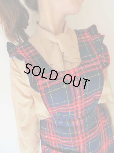 画像6: レトロチェックのエプロンワンピース (6)