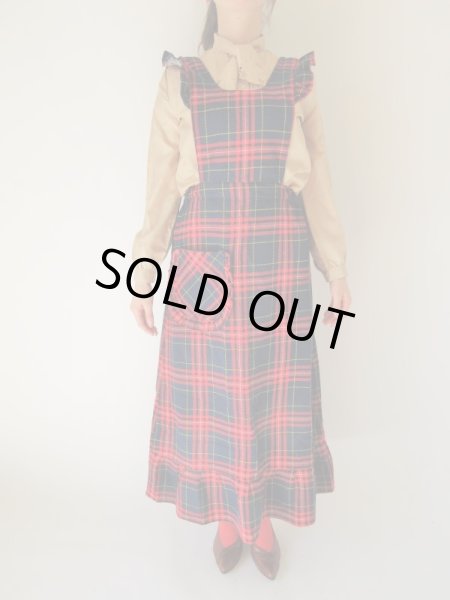 画像3: レトロチェックのエプロンワンピース (3)