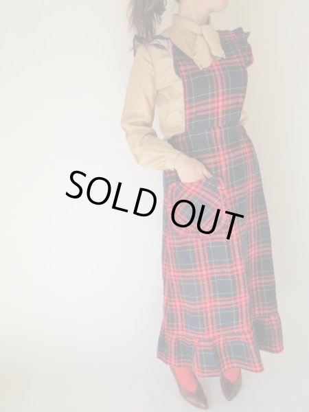 画像2: レトロチェックのエプロンワンピース (2)