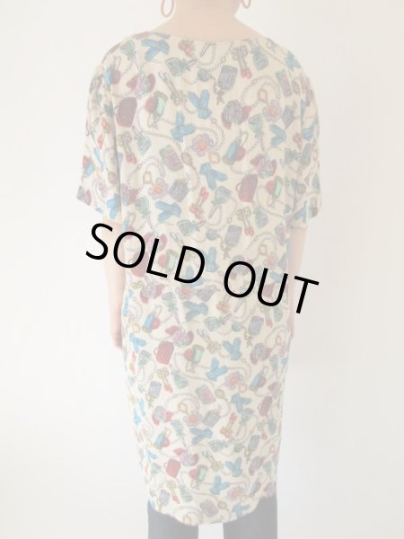 画像4: 【総入れ替え対象外商品】お仕立て品の１点モノ*レディーな小物柄のシルクワンピース (4)