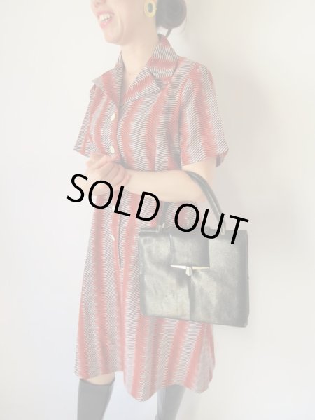 画像2: Dead stock*13号sizeレトロな変形ボーダーワンピース (2)