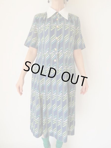 画像3: お仕立て品の1点モノ*白襟切り替えのワンピース (3)