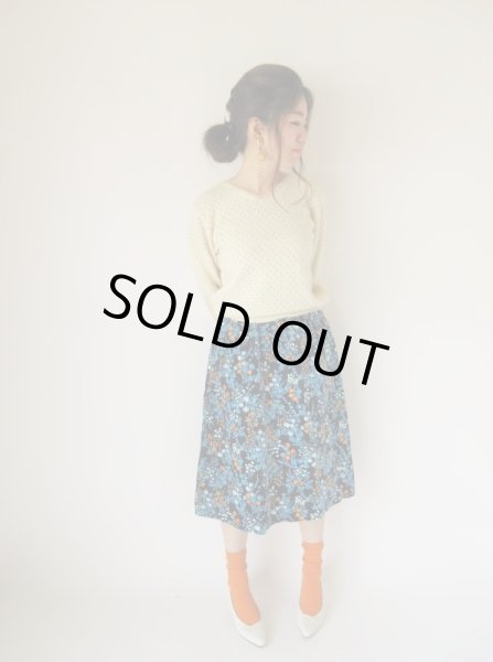 画像2: ベロアのロマンティックフラワースカート(ウエストゴム*) (2)