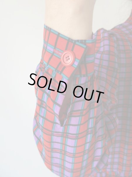 画像7: お仕立て品の1点モノ*格子柄ゆったりワンピース (7)