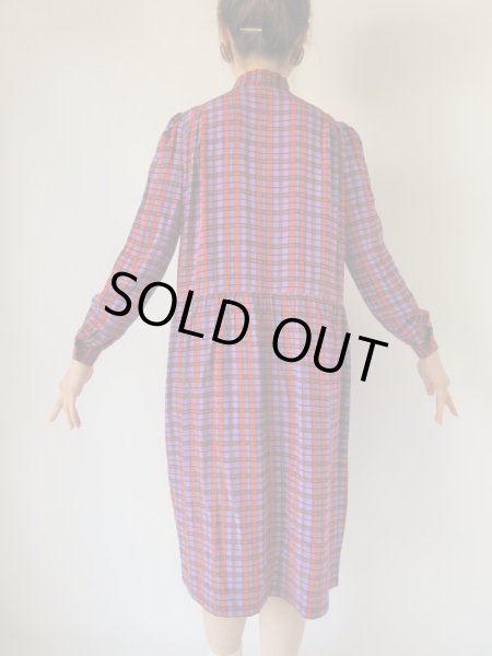 画像5: お仕立て品の1点モノ*格子柄ゆったりワンピース (5)