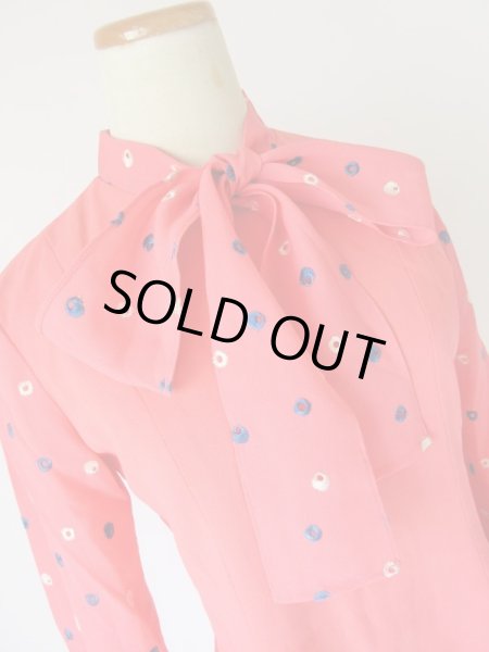 画像4: お仕立て品の1点モノ*水玉刺繍リボンタイワンピース (4)