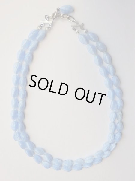 画像3: JAPAN*ブルーアッシュ色の2連ビーズネックレス (3)