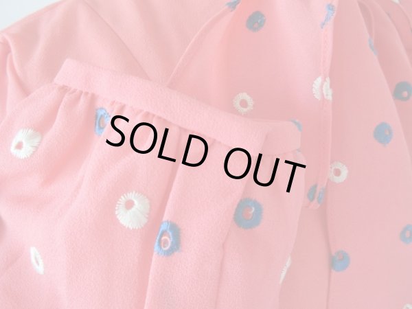 画像7: お仕立て品の1点モノ*水玉刺繍リボンタイワンピース (7)