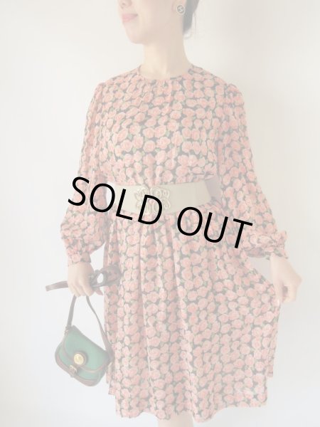 画像2: お仕立て品の1点モノ*シフォン地のフラワーワンピース (2)