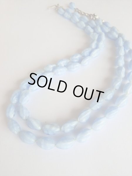 画像2: JAPAN*ブルーアッシュ色の2連ビーズネックレス (2)