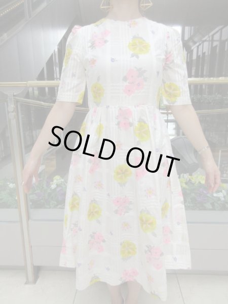 画像2: お仕立て*レトロフラワーワンピース (2)