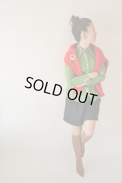 画像3: 未使用*鮮やかグリーンのスクエアー柄シャツ (3)