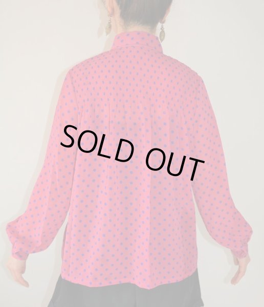 画像6: 【イヤリングと2点セット*】ゆったりsize*レディーピンクの水玉ブラウス (6)