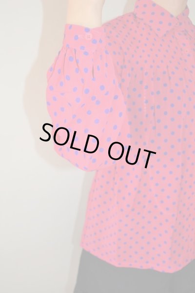 画像8: 【イヤリングと2点セット*】ゆったりsize*レディーピンクの水玉ブラウス (8)