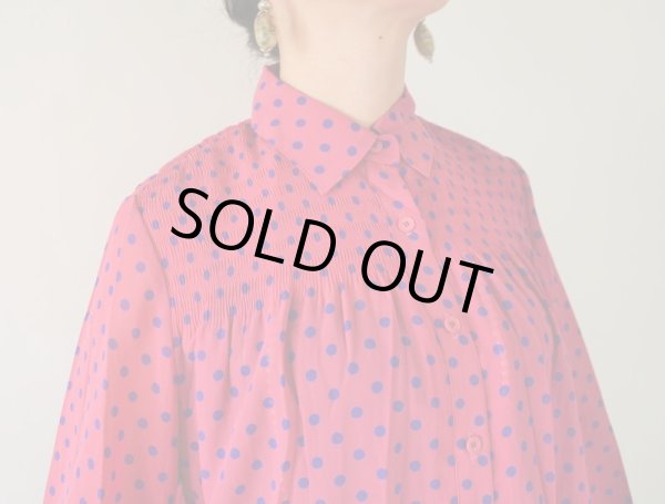 画像7: 【イヤリングと2点セット*】ゆったりsize*レディーピンクの水玉ブラウス (7)