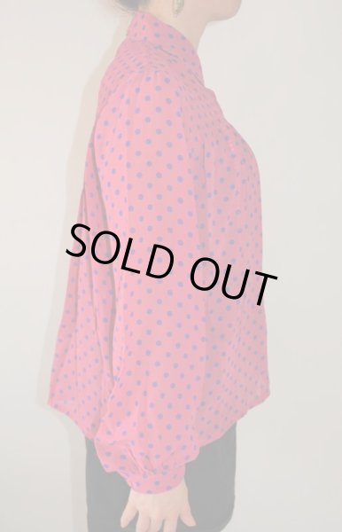 画像5: 【イヤリングと2点セット*】ゆったりsize*レディーピンクの水玉ブラウス (5)