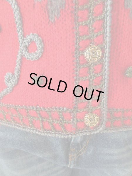 画像6: レトロモチーフのステッチニットカーディガン (6)