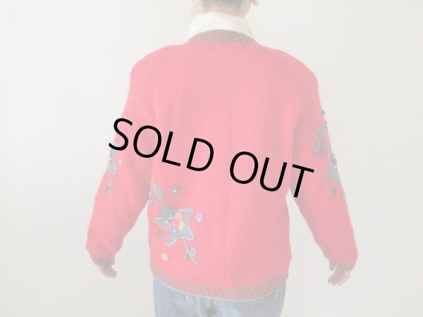 画像4: レトロモチーフのステッチニットカーディガン (4)