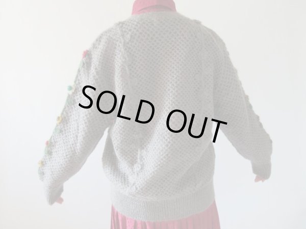 画像4: レトロモチーフのステッチニットカーディガン (4)