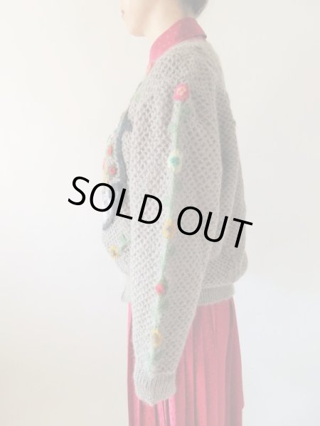 画像3: レトロモチーフのステッチニットカーディガン (3)