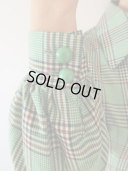 画像8: 【シルエットの可愛げ*】レトログリーンのチェックワンピース (8)
