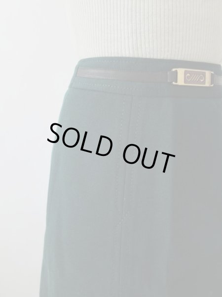 画像8: 【潔い深みグリーン*】ウエストバックルデザインスカート (8)