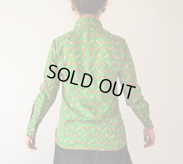 画像6: 未使用*鮮やかグリーンのスクエアー柄シャツ (6)