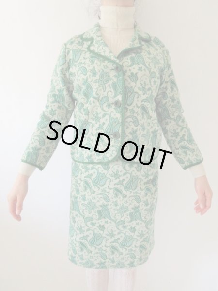 画像3: 【一目惚れ買い付け*】レトログリーンのペイズリー柄セットアップ (3)