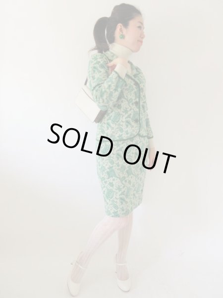 画像2: 【一目惚れ買い付け*】レトログリーンのペイズリー柄セットアップ (2)