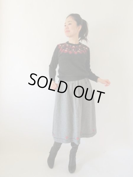 画像2: 【甘×辛MIX*】お花柄ステッチニット (2)