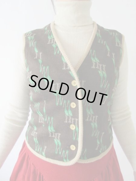 画像3: 【柄は楽しく*】Dead stock*鳥さん柄ベスト (3)