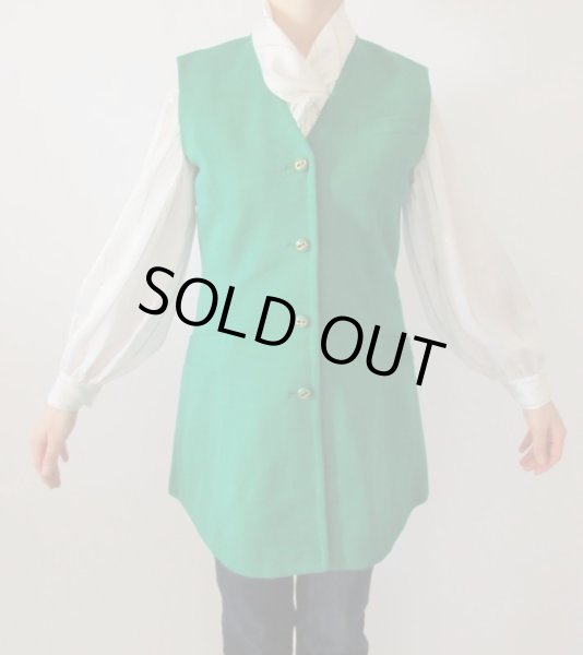 画像3: 【目に飛び込んでくるインパクト*】鮮やかグリーンのロングベスト (3)
