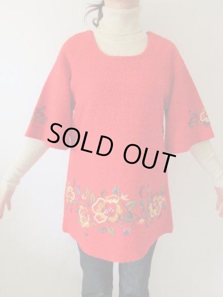 画像3: 【末広がりシルエット*】お花柄ステッチチュニック (3)